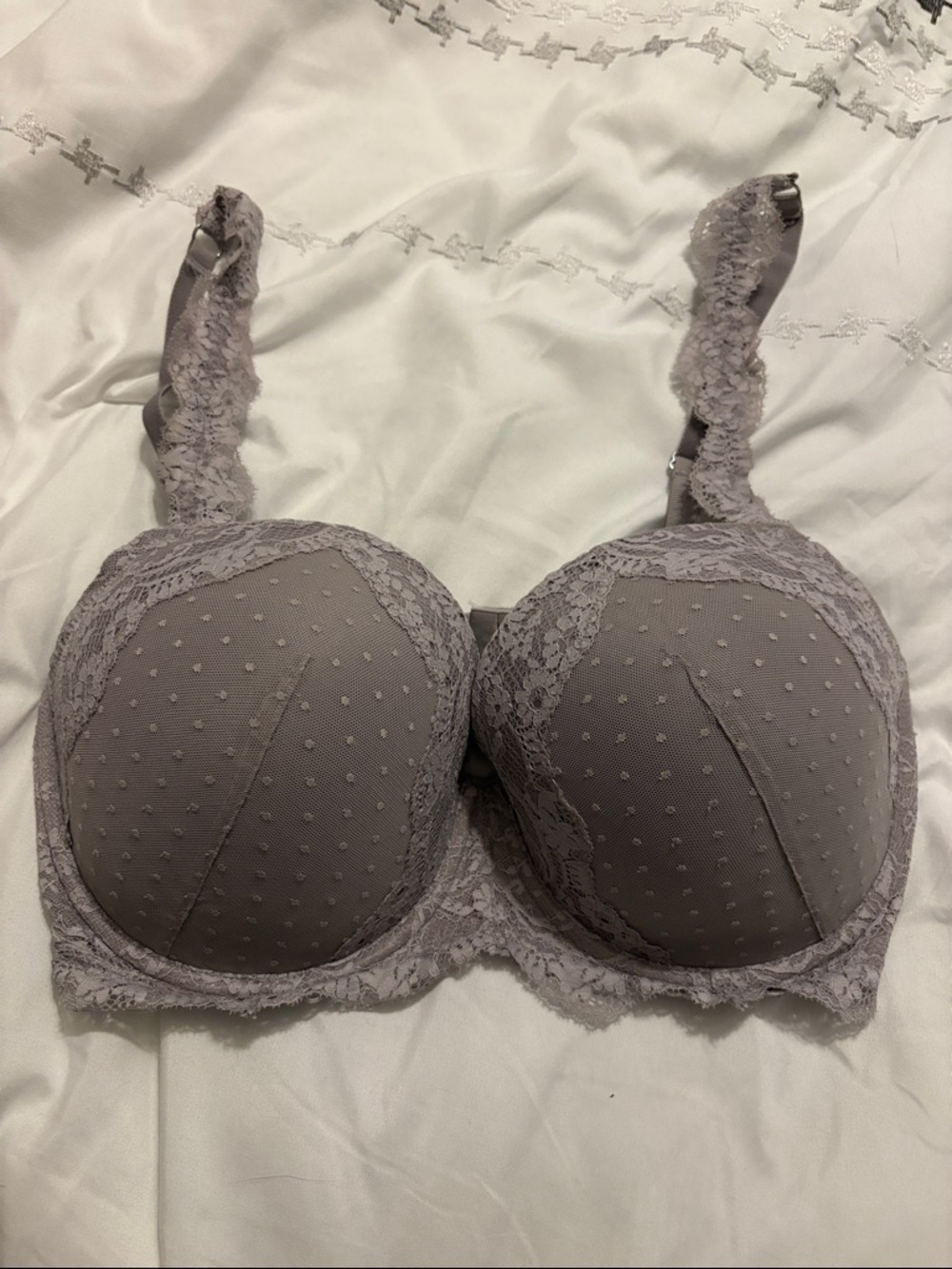 Victorias Secret Angels lightly lined lace Demi  Bra - Light Gray